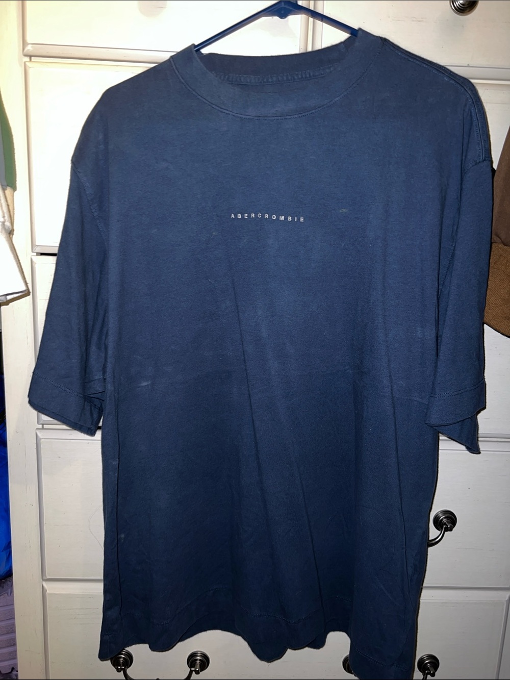 Abercrombie & Fitch Men's Dark Navy Short Sleeve Tee with Center Logo